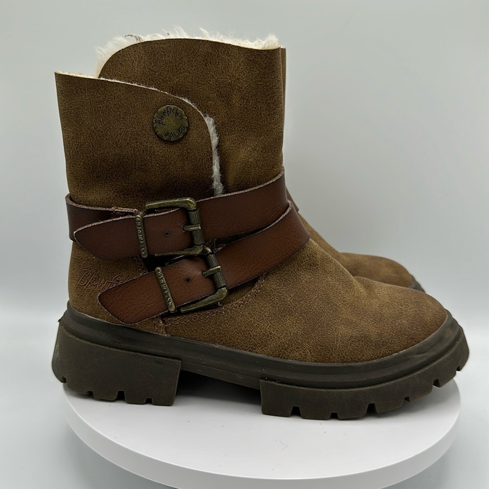 BLOWFISH Girls Lace-Up Leather Boots, Size 13